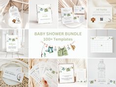 the baby shower bundle includes items such as cards, envelopes and tags