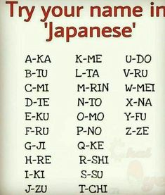 Your Name In Japanese, Name In Japanese, Basic Japanese, Bahasa Jepun, Materi Bahasa Jepang, Sms Language, Sign Language Words, Basic Japanese Words, Exam Quotes