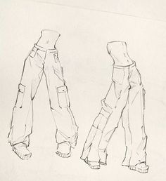 a drawing of two legs and one leg wearing pants with zippers on the sides