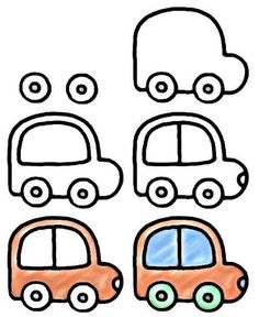 three cars with different shapes and colors