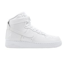 The Air Force 1 High QS 'Sheed Triple White' is a retro release from Nike that honors the 16-year NBA career of power forward/center Rasheed Wallace. Wallace, a four-time All-Star who won a championship with the Detroit Pistons in 2004, regularly wore the Air Force 1 High on the hardwood. This shoe, released in June 2019, features an all-white colorway, patent leather upper and an ankle strap. A silhouette of the versatile big man shooting a fadeaway is stitched on the lateral heel, similar to p Af1 High, Air Force 1 High Tops, White Air Force 1, Nike Air Force 1 High, Air Force 1 High, Detroit Pistons, Big Men, Air Force 1, Nike Air Force