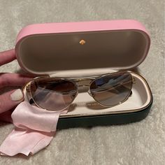 Gold, Never Worn With Case & Microfiber Cloth Kate Spade Accessories, Colored Sunglasses, Glasses Accessories, Microfiber Cloth, Kate Spade, Women Accessories, Sunglasses, Women Shopping, Gold