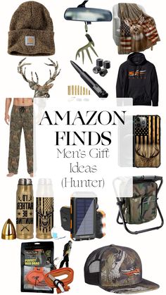 an assortment of items that include hunting gear, hats and other things to buy from amazon