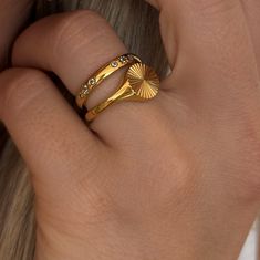 Gold Crystal Ring 18K Gold Plated Stainless Steel Runs True To Size Water Resistant Poppy Ring, Birthday List, Crystal Ring, Gold Crystal, Chain Anklet, Crystal Rings, Ring Bracelet, Sale House, Jewelry Care