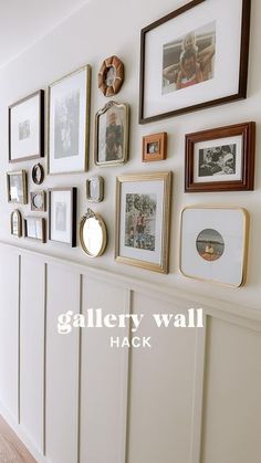 there is a wall with many pictures on it