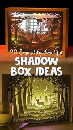 Shadow Frames Ideas, Paper Shadow Box Art Diy, Easy Shadow Box Diy, Shadow Box Pictures Cricut, 3d Light Box Diy, Cricket Shadow Box Ideas, Shadow Box With Lights, Light Shadow Box Ideas