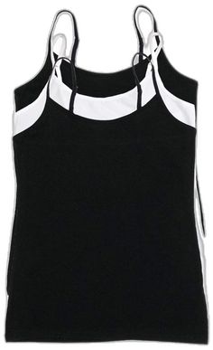 Casual White Camisole For Workout, Sporty Tops With Wide Straps For Summer, Sporty Black Top With Wide Straps, Sporty Black Tops With Wide Straps, Cotton Tops With Wide Straps And Stretch, Stretch Cotton Tops With Wide Straps, Sporty Seamless Cami Top, Seamless Camisole Workout Tops, Black Cotton Tops With Built-in Bra