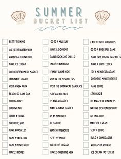 the summer bucket list is filled with things to do