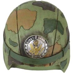 This army camo helmet money bank sculpture is made of high quality polyresin, hand painted and polished individually. Wildon Home® | Wildon Home® United States Army Military Soldier Camo Helmet Figurine 4.0 H x 5.0 W x 5.0 D in brown / gray / Resin in Green | 4" H X 5" W X 5" D | Wayfair Savings Piggy Bank, Metal Cow, Western United States, Military Soldier, Wooden Words, Ribbon Sculpture, Sand Timers, Cross Wall Decor, Army Camo