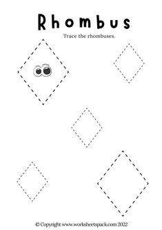 the printable worksheet for rhombus is shown in black and white