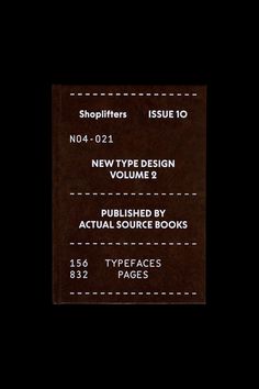 the label for new type design volume 2, which is printed by actual source books