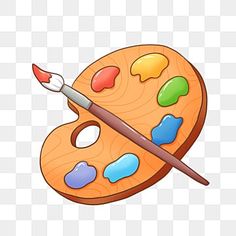 an artist's palette with paint and a brush png