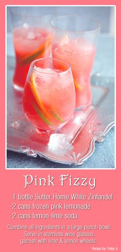 the pink fizzy recipe is shown in this screenshot from an instagramr