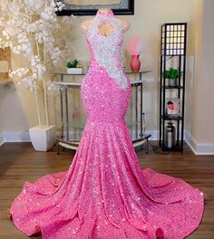 Cocktail Dress Elegant, Lace Prom Dresses, Prom Dresses Long Pink, Spaghetti Strap Prom Dress, Pink Mermaid, Sequin Prom Dress