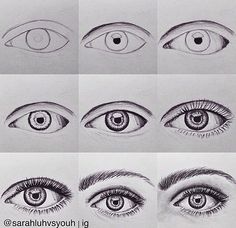 the different types of eyes are shown in this drawing lesson, which shows how to draw an