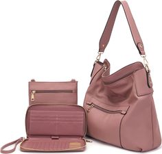 Amazon.com: Large Crossbody Bags Ladies Shoulder Handbags Purse and Wallet Set for Women Hobo Purses RosePink : Clothing, Shoes & Jewelry Purse And Wallet Set, Large Crossbody Purse, Large Tote Bag, Leather Hobo, Large Tote