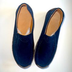 Brand New In Box- Never Worn-Suede Slip On Shoes For Kids. (Unisex) Will Not Mail Box. Comfortable Blue Loafers With Round Toe, Blue Suede Slip-ons With Rubber Sole, Casual Navy Suede Loafers, Blue Slip-ons With Round Toe, Comfortable Blue Slip-ons With Round Toe, Navy Slip-ons With Rubber Sole And Round Toe, Navy Round Toe Slip-ons With Rubber Sole, Casual Blue Suede Slip-ons, Blue Loafers