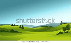 a green landscape with hills and trees