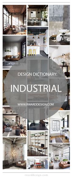 an advertisement with many different pictures and text on it that says, design dictionary industrial