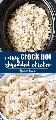 the crock pot shredded chicken is ready to be cooked in the slow cooker