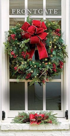 Shop now before it sells out! Red Christmas Wreath, Holiday Wreaths Christmas, Classic Christmas Decorations, Christmas Door Wreaths, Christmas Front Doors, Holiday Table Decorations, Christmas Greenery, Xmas Wreaths, Christmas Swags