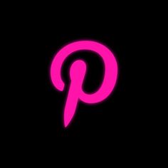 a pink pin on a black background with the letter p in it's center