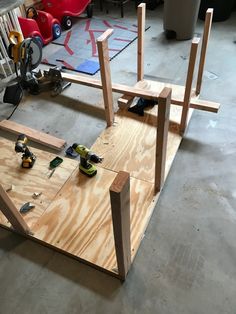 the workbench is being built and ready to be worked on by someone else