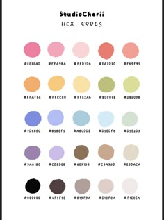 the color chart for studiochiri's hex colors