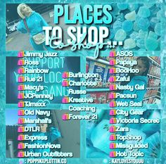 an image of a poster with the words places to shop on it