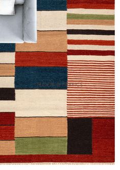 an area rug with multicolored squares on it