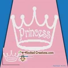 a cross stitch pattern with the word princess on it and a crown in the middle