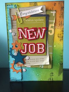 a new job congratulations card on a table