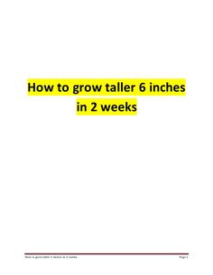 a white sheet with yellow text that says how to grow taller 6 inches in 2 weeks