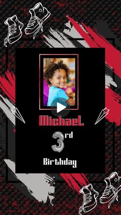 a birthday card with an image of a child's face and the words michael 3rd birthday