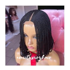 Short Braided Box Braids, Bob Wig Braids, Wig for Black Women, Free Shipping - Etsy Nigeria Bob Length Braids For Black Women, Medium Box Braids Bob Shoulder Length, Box Braids Bob Shoulder Length, Box Braid Bob Shoulder Length, Short Braided Wigs, Short Bob Braided Wigs, Wig With Closure, Box Braids Bob, Marley Braids