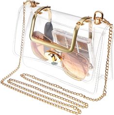 Amazon.com: HAUTOCO Clear Bag Stadium Approved Clear Stadium Bag for Women Clear Crossbody Bag with Removable Gold Chain Strap for Concert Sport Event : Sports & Outdoors Clear Stadium Bag, Stadium Bag, Clear Purses, Taylor Swift Concert, Clear Bag, Ladies Clutch, Clear Bags, Leather Crossbody Purse, Black Crossbody