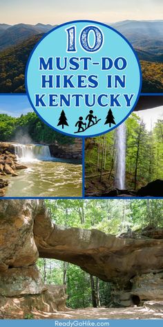 Picture collage of different hiking trails around Kentucky with text overlay 10 Must-Do Hikes in Kentucky Hiking In Kentucky, Cumberland Falls Kentucky, Kentucky Hiking, Kentucky Attractions, Kentucky Vacation, Couples Trip, Kentucky Travel, Arkansas Travel, Hiking Places