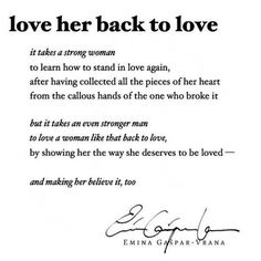 the back to love poem is shown in black and white