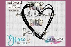 this is an image of a heart with the words grace and her name on it