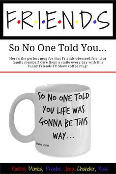 a coffee mug that says friends so no one told you, so no one told you life was gonna be this way