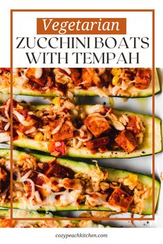 an image of vegetarian zucchini boats with tempah