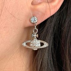 Aesthetic Earring, Earring Aesthetic, Earrings Vivienne Westwood, Orb Earrings, Space Earrings, Vivienne Westwood Earrings, Saturn Planet, Saturn Earrings, Vivienne Westwood Jewellery