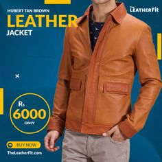 Hubert Tan Brown Leather Jacket For Men ABOUT: This unique Jacket is made of High-Quality Genuine SHEEP-SKIN Leather. Its leather is very glamorous that makes it very adaptable to wear on any occasion. The Jacket is professionally cut and stitched throughout as following International Standards. Great Choice for Casual & Parties. 100% Money-Back Guarantee. #TheLeatherFit #Leather_Jackets_For_Men #Leather_Jacket_For_Women Biker Jackets, Real Leather Jacket, Bomber Jackets