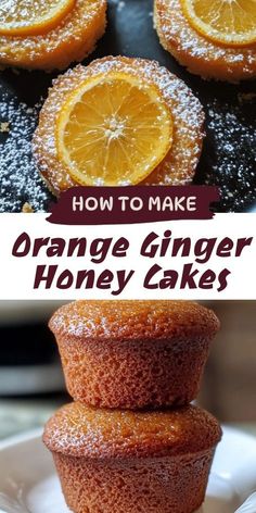 orange ginger honey cakes stacked on top of each other