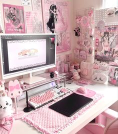 a desktop computer sitting on top of a white desk