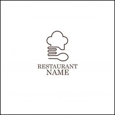 a restaurant name with a chef's hat and spoon in the center on a white background