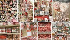 many different pictures of candy and candies on display in a store, including lollipops