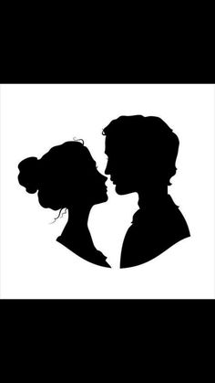 the silhouettes of two people kissing each other