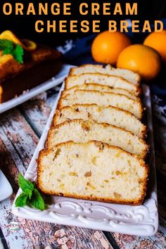 slices of orange cream cheese bread on a plate