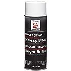 the spray can is black and white with red lettering on it's side, which says